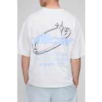 Oversized Boxy Official Print T-Shirt, Blanco