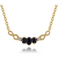 Infinity Sapphire & Diamond Necklace in 9ct Yellow Gold