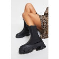 Black Extreme Chunky Sole Calf High Chelsea Boots