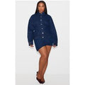 Plus Indigo Asymmetric Layered Panel Denim Mini Skirt