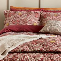 William Morris Larkspur Double Duvet Cover Set, Crimson Red
