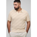 Polo Plus Oversize De Croché Con Corte Recto, Beige