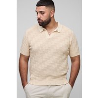 Polo Plus Oversize De Croché Con Corte Recto, Beige