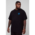 T-shirt Plus Size con ricamo di onde, Nero