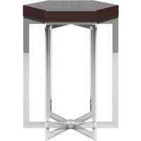 Casa Padrino Luxus Art Deco Beistelltisch Dunkelbraun / Silber 50 x 50 x H. 55 cm - Edler 6-eckiger Tisch - Art Deco Wohnzimmer MÃ¶bel - Luxus QualitÃ¤t
