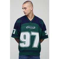 Homme Jacquard Short Sleeve Knitted Hockey Sports Top, Verde