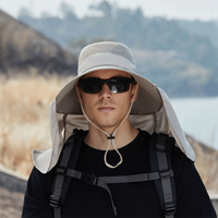 Fashion Cloth Men Sun Hat Big Brim Removable Shawl Summer Bucket Hat With Lanyard Ultraviolet-proof Women Visor Cap Beach