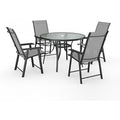 2/4 PcsBlack Outdoor Dining Set with Glass Top