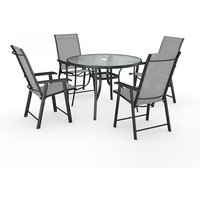 2/4 PcsBlack Outdoor Dining Set with Glass Top