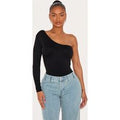 Shape Black Jersey One Shoulder Bodysuit