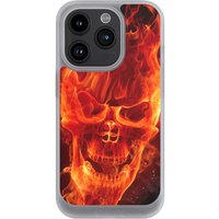 Apple iPhone 15 Pro Handy NIVOcore frozen Hülle Handyhülle NIVOcore Schutzhülle Frozen Skull Totenkopf Fire
