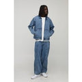 Oversized Boxy Worker Denim Jacket, Azul