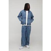 Oversized Boxy Worker Denim Jacket, Azul