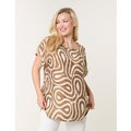 Round Neck Top With Abstract Print - S/M / MOCHA