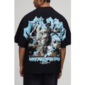 Black Oversized Heavyweight Gothic Printed T-Shirt, Negro