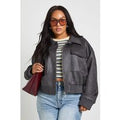 Chaqueta Plus Bomber De Ante Sintético, Gris