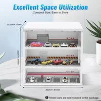 3-Layer Model Car Display Case Garage Display Cabinet 1: 64 Diecast Model Car Display Case W/ LED Light