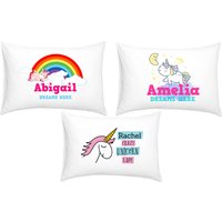 Personalised Kids' Unicorn Pillowcase - 100% Soft Touch Polyester, Machine Washable, Standard Size, 14 Magical Designs | Wowcher