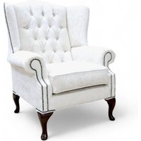 Chesterfield Bloomsbury Flat Wing Queen Anne Chair Nuovo Pearl Fabric