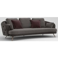 Casa Padrino Luxus Chesterfield 3-Sitzer Sofa Grau / Braun 240 x 95 x H. 85 cm - Wohnzimmer Sofa - Wohnzimmer MÃ¶bel