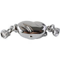 .925 Solid Sterling Silver Pillow Oval Push Button Clasp for Pearl Necklace Bracelet , with end caps, DIY Accessories