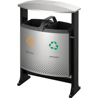Buitenafvalbak afvalscheiding 2x39 liter Zwart/aluminium | 2x 39 liter | Kantelbaar | Met regendak