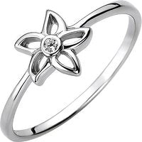 Damen Ring Blume 925 Sterling Silber 1 Zirkonia Silberring-54