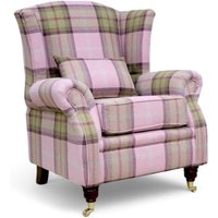 Wing Chair Fireside High Back Armchair Balmoral Watermelon Check Fabric P&amp;S
