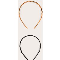 Femme Lot de deux serre-têtes zigzag marron et noir