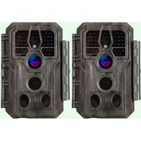 2-tlg. Wildkamera 64MP 1296p mit Audio und Bewegungsmelder Nachtsicht Max. Entfernung bis 100 Füße, 0,1s Trigger Geschwindigkeit , IP66 Wasserdichter | A280