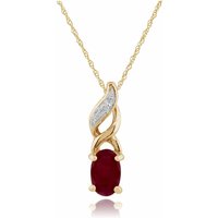 Classic Oval Ruby & Diamond Twist Pendant in 9ct Yellow Gold