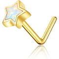 14K Gold Opal Star Nose Ring
