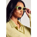Womens Thick Frame Rectangle Sunglasses - green - One Size, Green