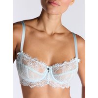 Boux Avenue Naomi sheer lace balconette bra - Duck Egg - 32B