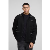 Sobrecamisa De Tela Jersey Gruesa Con Punto De Festón, Negro