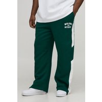 Plus Straight Fit Official Print Panel Joggers, Verde