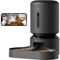 Petlibro Granary Automatic Smart Pet Feeder With Camera, Black / Dual Bowl, automatic cat feeder with camera