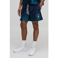 Boxy Embroidered Ombre Sports Shorts, Navy