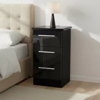 Knightsbridge Bedside Cabinet - 3 Drawer - Black Gloss