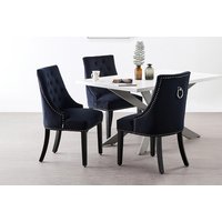 Velvet Dining Chair Set with Knocker Back - Plush Upholstered, Wooden Legs, 1/2/4/6 Seater, Modern Classic | Wowcher