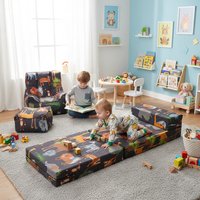 Child's Z Bed and Bean bag Chair with Footstool