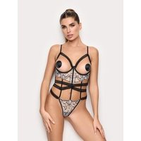 Body sfoderato con ferretto in tulle ricamato – Privè Frivolous / NERO / 3