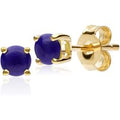 Classic Round Lapis Lazuli Claw Set Single Stone Earrings in 9ct Yellow Gold 3.5mm