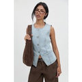 Longline Denim Waistcoat, Blanco