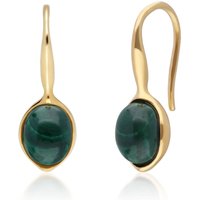 Irregular B Gem Malachite Drop Earrings in Yellow Gold Plated Silver