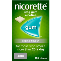 Nicorette Original Sugar Free 4mg Gum 105