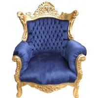 Casa Padrino Barock Sessel Al Capone Royalblau / Gold - Antik Stil Wohnzimmer Sessel