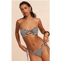 Femme Haut de bikini bandeau texturé à rayures noires | Taille 44