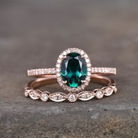 1.2 Carat Oval Emerald Diamond Halo Engagement Ring Set Marquise Design