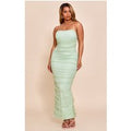 Femme Shape Robe bustier longue en mesh sauge à détail corset | Taille 36